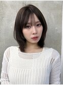 韓国風ハッシュカットレイヤーボブシースルーバングヘア