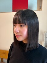 ワワ ヘアサロン 高円寺店(WAWA HAIR SALON) 切りっぱなしボブ×フルバング 顔周りカット【高円寺 未羽*゜】
