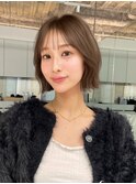 大人ボブ銀座レイヤーカット有楽町ミディアムボブベージュ