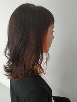 ジャムズヘアアンドスパ 岩国店(JAM's hair &spa)&nbsp;アレンジ万能ミディアムレイヤーインナーカラービビッドオレンジ