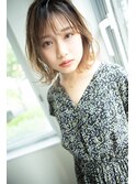 ノームコアうる艶カーキアッシュフレンチボブアンニュイヘア所沢