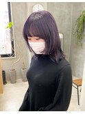 ウルフカット　ラベンダーカラー