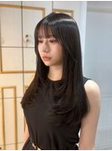 ワンカールレイヤーカット顔周り韓国ブルーブラック【横浜】