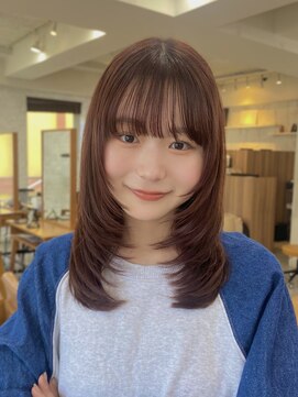 ガーデン 渋谷(GARDEN) ミディアム 顔周りレイヤー 似合わせカット ベージュ