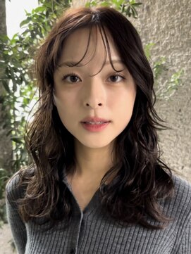 メゾンアクア 表参道(Maison ACQUA) +小顔ミディアムパーマミディアムデジタルパーマボブパーマ黒髪