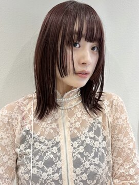 ラミエバイメルト 下北沢(lamie by melt) チェリーレッドバーガンディーレイヤー顔周りボブダブルカラー