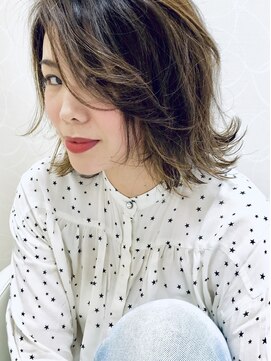 ヘアメイク マルナ 本店(HAIR MAKE MALUNA) 【MALUNA ヒマワリ】外国人風ハイライト×ミルクティーベージュ