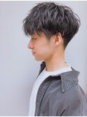 コロナ対策ツイストパーマかき上げツーブロック七三オールバック