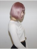 10代20代ハイトーンペールピンクショートボブミニボブ髪質改善