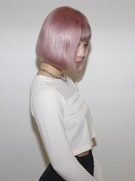 ハイブ 金沢(Hive) 10代20代ハイトーンペールピンクショートボブミニボブ髪質改善