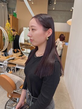 ガーデンエン 表参道(GARDEN eN) 暗めレッドカラー×前髪なし切りっぱなしロング