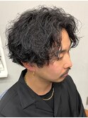 波巻きスパイラルパーマかき上げセンターパート/ツイスト/メンズ