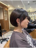 夏レイヤーカットウェットヘアオリーブベージュニュアンスパーマ
