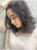 ナチュラルパーマ/暗髪ヘア/伸ばしかけクビレヘア