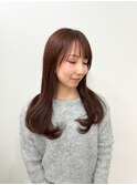 内巻きロング×シナモンブラウン