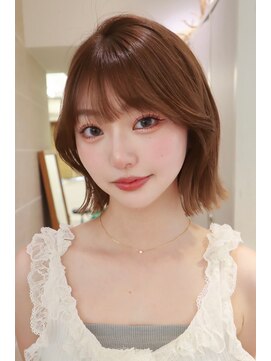 h19 くびれボブレイヤーボブ透明感カラー縮毛矯正