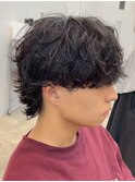 渋谷シャドウパーマメンズミディアムウルフ無造作パーマ