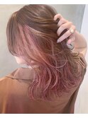 インナーカラーハイライト×ピンクベージュ×似合わせ韓国