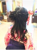 子供も大喜び★卒園式☆編み込みハーフアップ☆バック