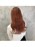 オレンジベージュカラー×なみなみウェーブロング