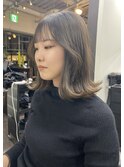 【aura】外ハネ/韓国ヘア/顔まわりレイヤー/マリン×オリーブ