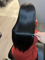 ジーニーホリエ(Geniee horie)&nbsp;髪質改善XアッシュブラックX縮毛矯正Xレイヤーロング