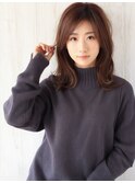 くびレイヤーエモージュ★グレージュ前髪ピンクベージュインナー