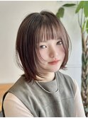 ★小顔前髪レイヤーカットナチュラル透明感ベージュ