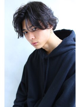 ロゼ 六甲道(ROSE) 【ROSE】黒髪_サーフカール_メンズミディアム_センターパート