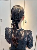 結婚式お呼ばれリボン編みおろし／ヘアセット/ふわふわ/アレンジ