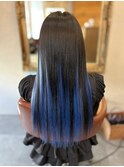 シールエクステブルーブラックツートンメッシュカラー