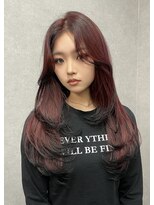 ペヴァ バイ シエンゴールド(PEVA by CIEN gold)&nbsp;レイヤーカット/ワインレッドカラー/裾カラー#浜松駅#カラー
