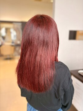 ヘアショップエヌアンドエー 久喜 栗橋店(hairshop N&A) 艶感チェリーレッドの美髪ストレート