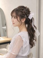 グースカ(guusca)&nbsp;リボン×パールの編み下ろしポニー