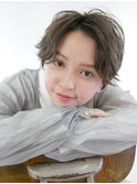 三軒茶屋_レディース_ショート_アッシュ_無造作_パーマ_グレー