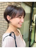 ココアベージュ小顔愛されショートボブ