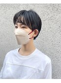 浮きぐせあり硬毛多毛さん　メンズライクかりあげ　前髪パーマ