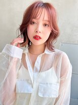 メーヴェ(Mowen) mowen×外ハネミディアム×ラフウェーブ×ピンクバイオレット