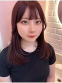 ショコララベンダー×顔まわりレイヤーカット