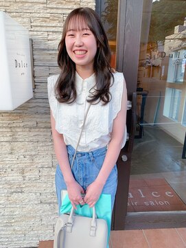 ドルセプラタ(Dulce plata) 韓国ロングゆるふわウェーブ巻き×カーキベージュ艶カラー