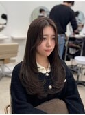 オリーブベージュ　レイヤーカット　韓国　三宮