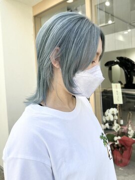 ラッキーヘア 加古川(Lucky Hair) ペールブルーカラー×ウルフ【シン】【ラッキーヘア加古川】