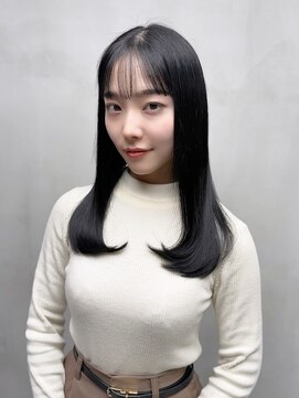 アルバム 銀座(ALBUM GINZA) 前髪カット顔周りレイヤー韓国ヘアロング_F21602