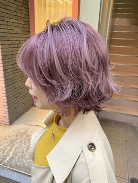 アオゾラヘアーナ ミキザカ アンド パレード(AOZORA HAIR namikizaka＆parade) ピンクラベージュ×ショートボブ