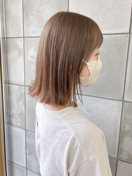 テトヘアー(teto hair) 切りっぱなしボブワイドバングベージュパッツン