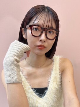 パーク 福岡天神西通り店(parc) シースルーバング　切りっぱなしボブ　ミニボブ　ピンクブラウン