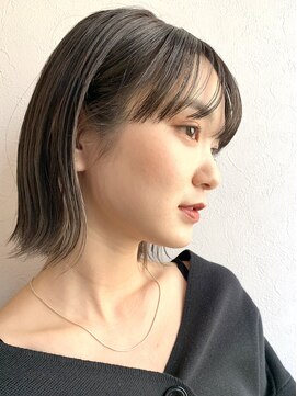 ノラギンザユー(NORA GINZA/U) 丸みショートマッシュコンパクト黒髪ベージュショート前髪あり