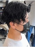 波巻きパーマメンズパーマメンズヘアツーブロックツイストパーマ