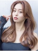 大人可愛い　前髪なし　韓国レイヤーロング
