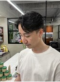 メンズセンターパート曲がる縮毛矯正アップバング